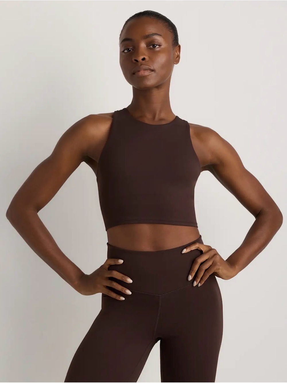 Quince Espresso Athletic Crop Tank NWOT
